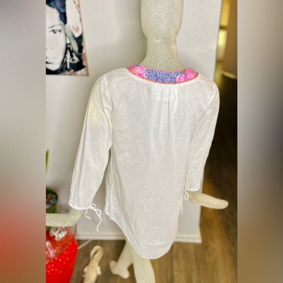 Staci Woo Souvenir Edition White/Pink/Purple Long Sleeve Tunic. Size 2 - Picture 9 of 16